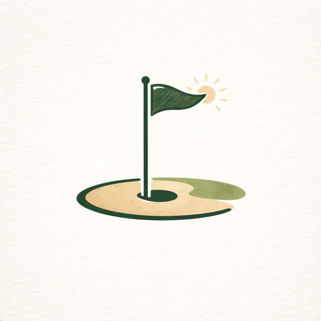 Illustration of a golf hole with a flag on a white background